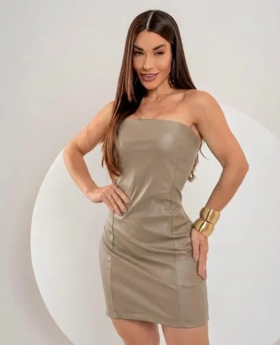 VESTIDO COURO C/ZIPER