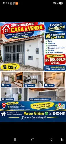 Suzano palmeiras oportunidade casa 168 mil