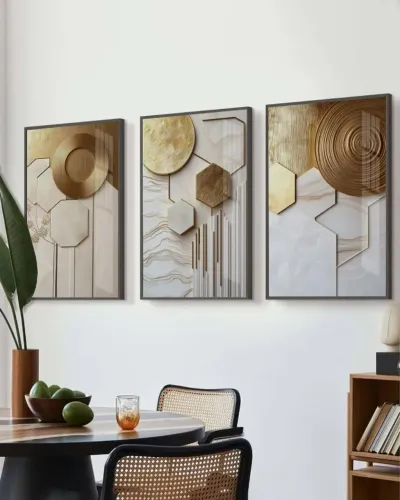 Conjunto Quadro Decorativo Geometria Abstrato 60x90