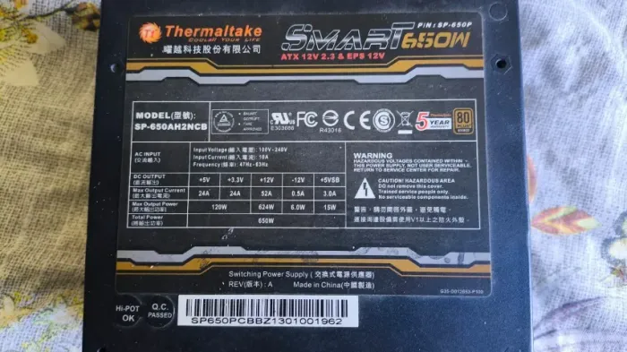 fonte thermaltake 650w 80 plus bronze
