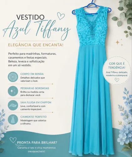 Vestido longo azul elegante