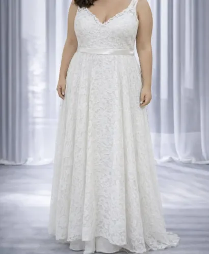 Vestido de noiva plus size em renda