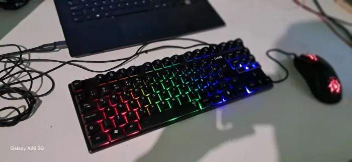 Kit Gamer Completo Teclado Clanm Rift 80% + Mouse Bloody A91