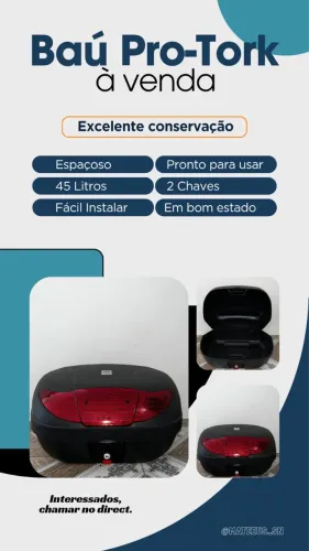 Bau Bauleto Moto 45 Litros Protork Cabe 2 Capacetes