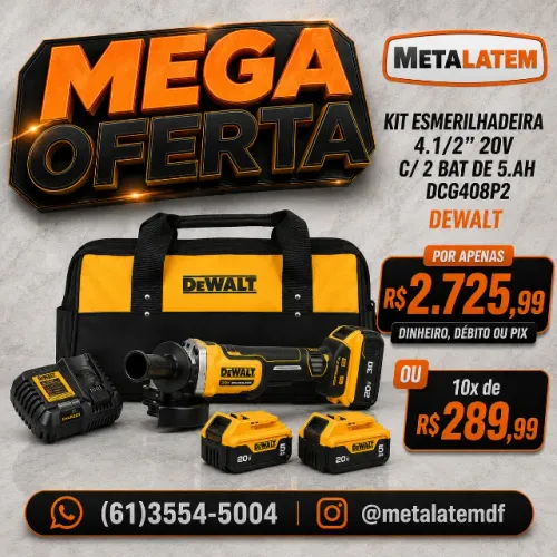 Esmerilhadeira a Bateria Brushless DCG408P2 20V 850w Dewalt