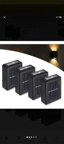 Kit 4 Arandela Solar Slim 2 Focos Luminária Parede Externa Estrutura Preto