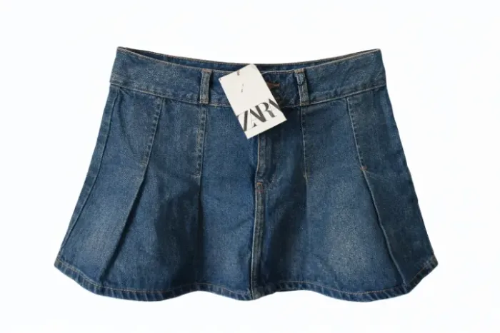 Saia Zara feminina NOVA em jeans com glitter 