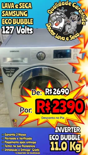 LAVA e SECA 11Kg Samsung INOX 127 Volts Entrega Grátis* Garantia muito Linda