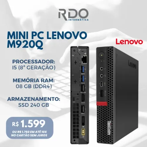 Mini PC Lenovo M920Q i5 8ª Geração 8GB DDR4 SSD 240GB | Compacto, rápido & eficiente!