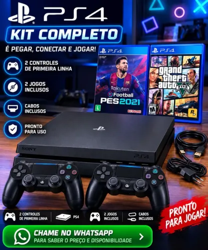 Vende se ps4 com 2 jogos e 2 controle primeira linha