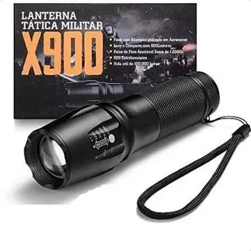Lanterna tática X900 recarregavel LED com zoom.<br>