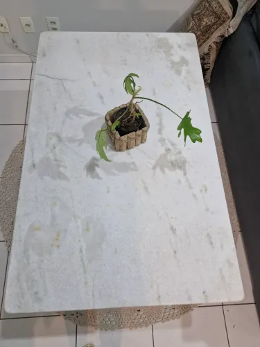 Mesa de jantar com tampo de mármore