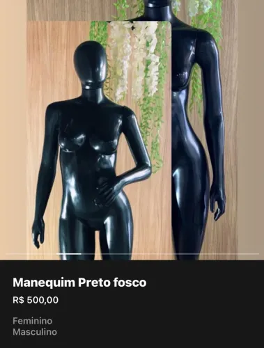 Manequim preto fosco 3 braços 