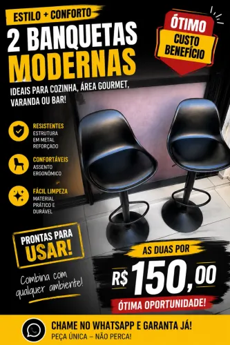 VENDO 2 BANQUETAS ALTAS - APENAS R$ 150,00 O PAR!