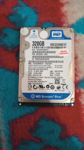 Hd 320 giga para notebook usado