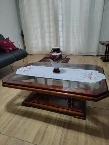 Mesas (jogo) de centro com tampo de vidro