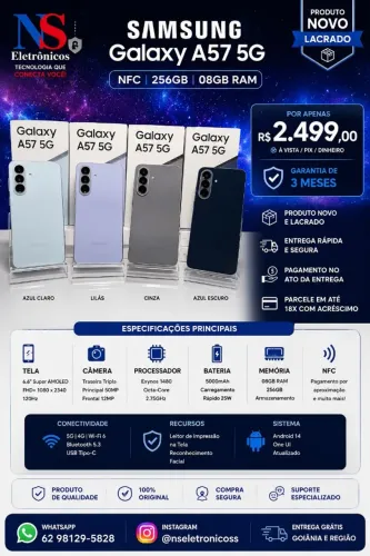 Samsung Galaxy A57 5G NFC Dual Sim 08GB RAM 256GB 5G (Azul Marinho Incrível)