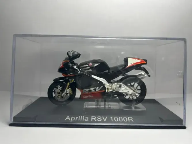 Miniatura Aprilia RSV 1000R 1:24 Ixo Altaya - Caixa Acrílico