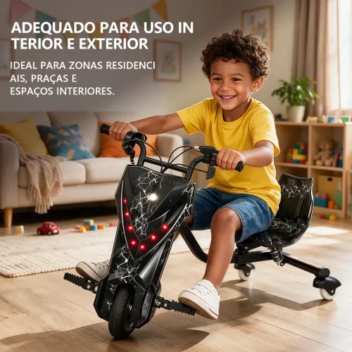 8.5" Triciclo Elétrico Drift Motorizado Adulto/Infantil Polegadas 3 Velocidades Led