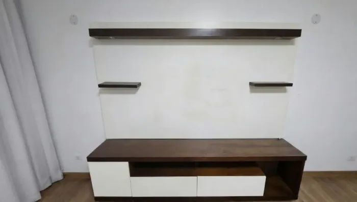 Conjunto Rack e Painel de alto padrão em madeira