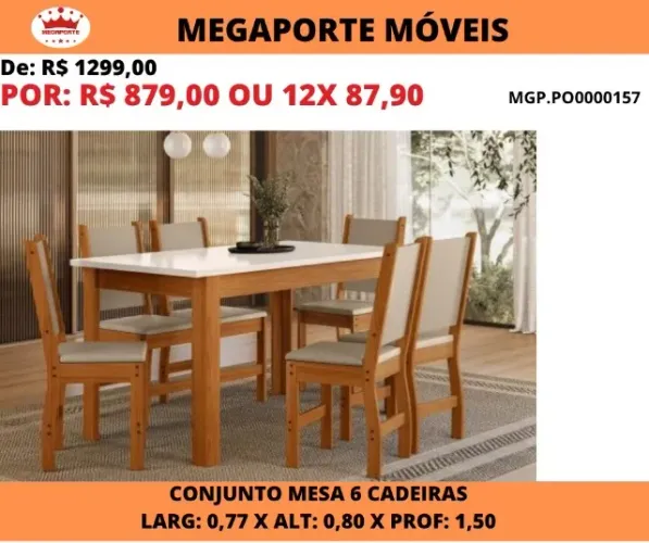 MESA DE JANTAR 6 CADEIRAS