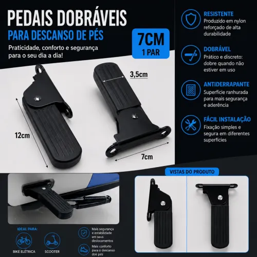 Pedaleiras dobráveis para bike elétrica e scooter