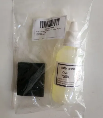 Kit para teste de ouro 18K / 750 e prata, acompanhado de pedra de toque.