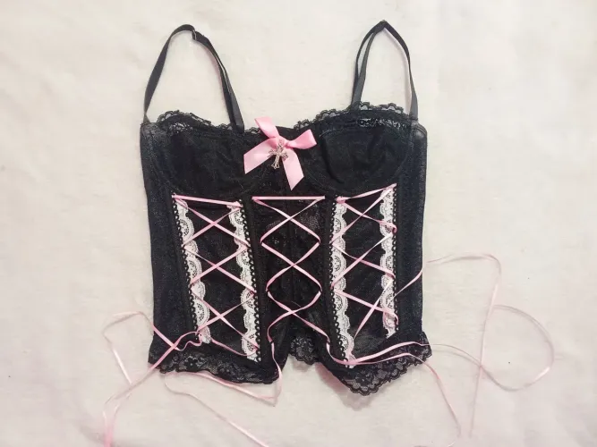 corset importado preto com rosa tamanho P