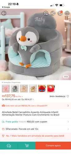 Cadeirinha para bebê sentar