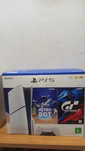 PS5 Slim 1TB com Leitor + Astro Bot + Gran Turismo 7 - Completo na Caixa