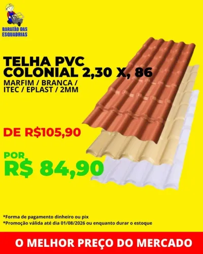 TELHA PVC COLONIAL 2,30x,86 - OPORTUNIDADE!!!