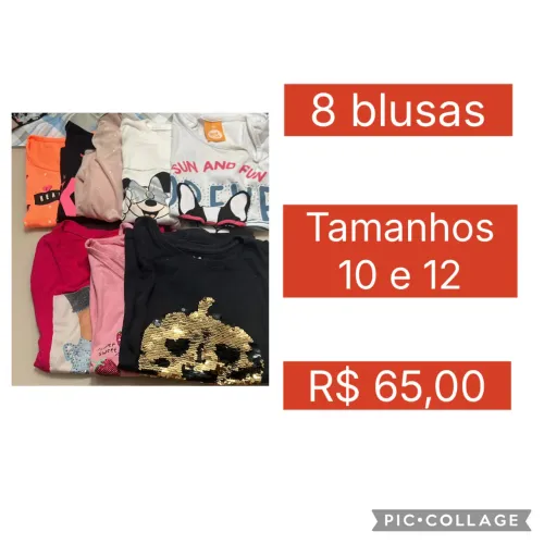 Kit roupa menina 7 a 13 anos