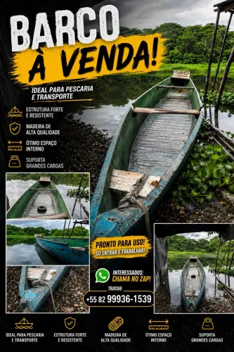 Barco de madeira - resistente e pronto para uso