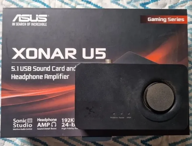 Placa de Som Externa Asus Xonar U5 5.1 USB e Amp de Fone - Na Caixa