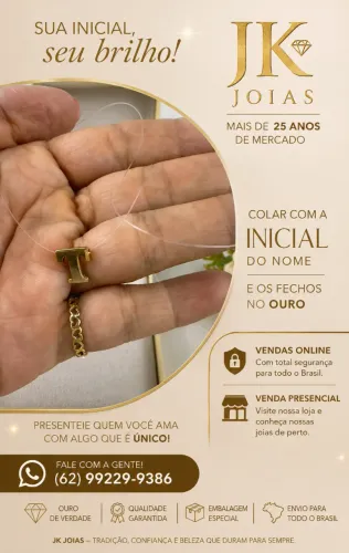 Colar com a Inicial do Nome e os fechos em Ouro 18k