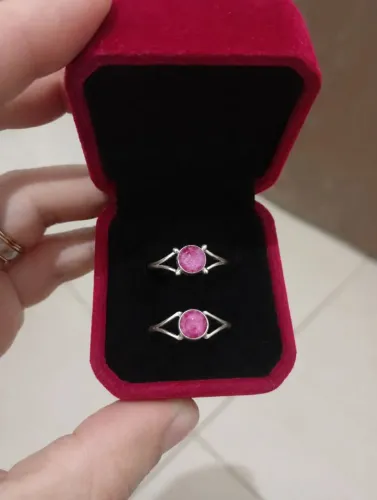 Anel de Rubi rosa natural na Prata 925