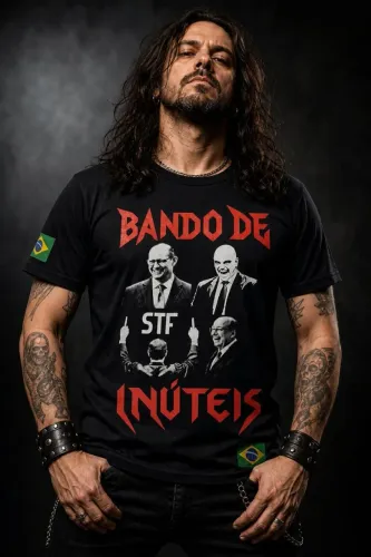 Camisa STF Bando de Inuteis Fora Intocaveis Eleições Brasil Fora Moraes Unissex Algodão