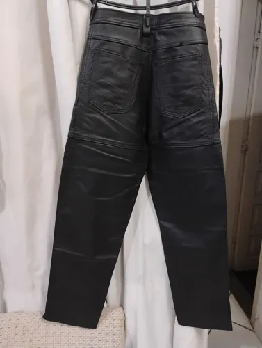 Calça Motociclista em Couro Legítimo Preto com Proteções Tam 40