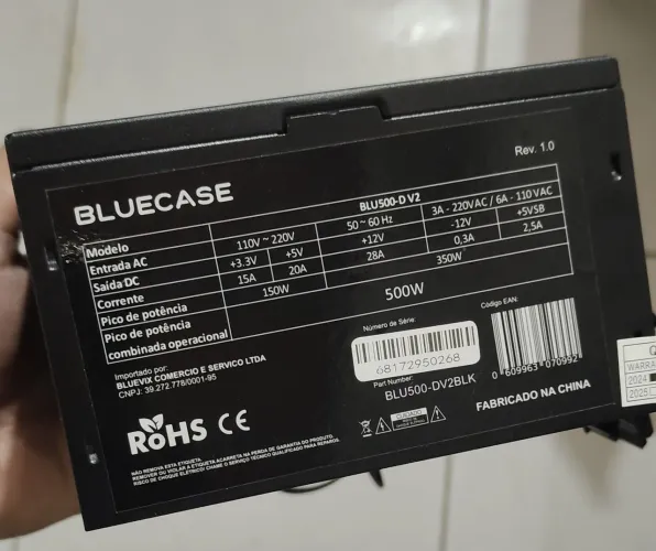 Vendo Fonte Bluecase 500W para PC - Bivolt - Funcionando 100%