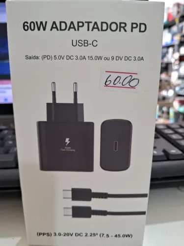 Carregador 60W adaptador PD Tipo C