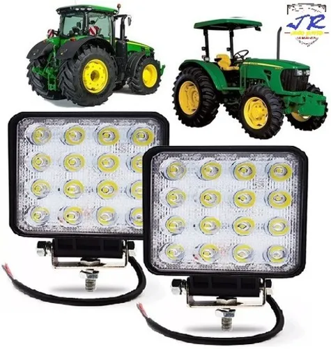 Kit 2 Farol Milha 16 Leds 48w 12v/24v Quadrado Offroad 6000k