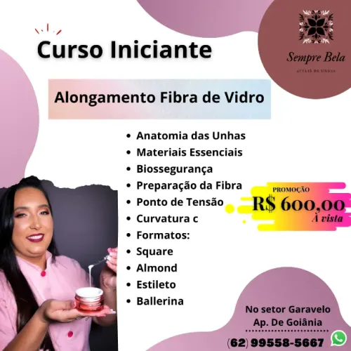 Curso Presencial: Alongamento em Fibra para Iniciantes - Sempre Bela Ateliê de Unhas