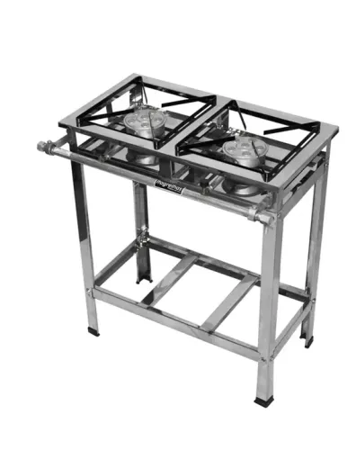 Fogão Industrial 2 bocas Inox Alta Pressão Com Kit Gás