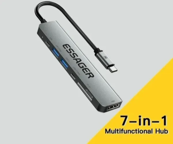 Hub 7x1 Essager USB-C hdmi para tablets, notebook, macbook, alumínio Parcelamos no cartão