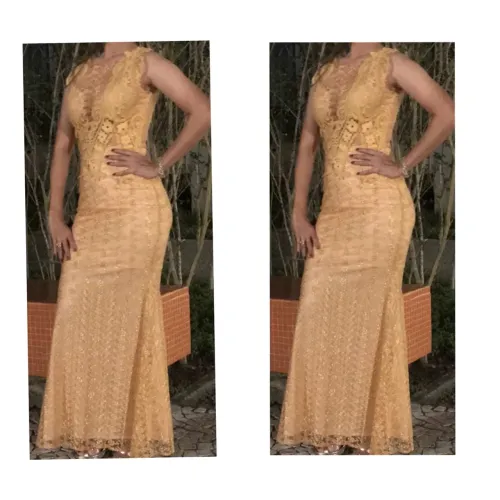 Vestido de festa  lindíssimo bordado e rendado 