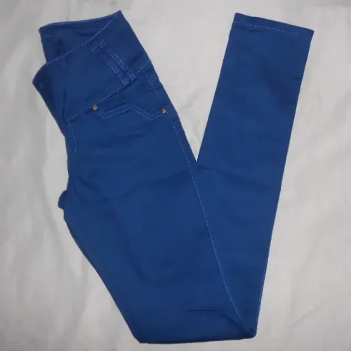 Calça jeans feminina azul comprida skinny stop top - tam p (natal, ano novo 2026 ferias