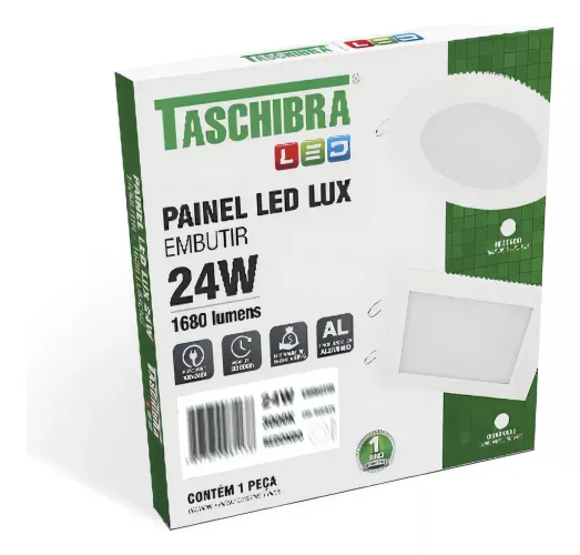 Plafon Painel De Embutir Slim Led Quadrado 24wc 4500k Taschibra Cor Neutra 110V/220V