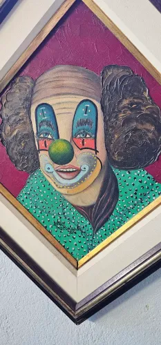 Decoração antiga, quadro antigo palhaço, antiguidades