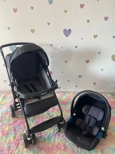 Carrinho de bebê e bebê conforto Burigotto Rio K. JÁ HIGIENIZADO 