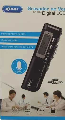  Gravador de Voz Digital KP-8004 da Knup